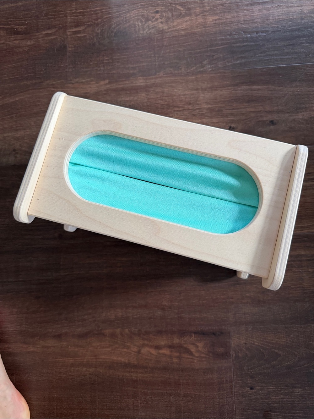 Wooden Step Stool with Teal Cushion